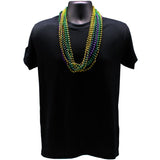 33" Round Metallic Purple, Gold and Green Mardi Gras Beads (6 Dozen - 72 Necklaces)
