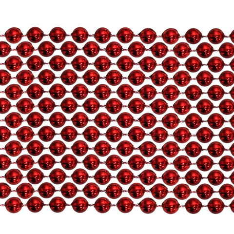 33" Round Metallic Red Mardi Gras Beads (6 Dozen - 72 Necklaces)