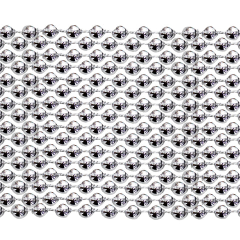 33" Round Metallic Silver Mardi Gras Beads (Case - 60 Dozen)