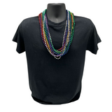 33" 7.5mm Round Metallic 6 Color Mardi Gras Beads - 6 Dozen (72 Necklaces)