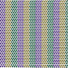 33" 7.5mm Round Metallic Purple, Gold and Green 3 Section Mardi Gras Beads