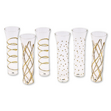 Champagne Glass Gold 7" x 2.25" - 2 of Each Design per Pack (Pack of 6)