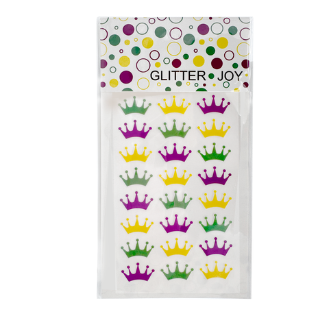 Purple Green and Yellow Mardi Gras Crown Stickers (Each)