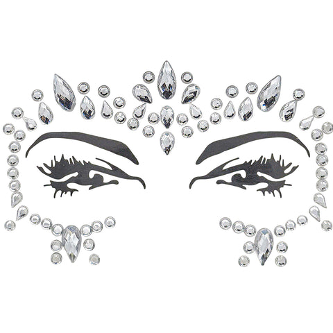 Silver Stick On Face Gems (Each)