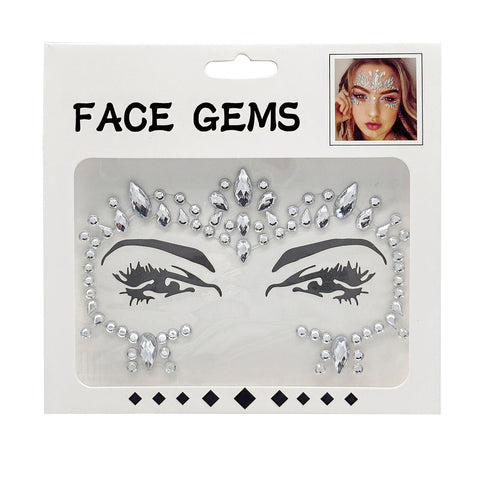 Silver Stick On Face Gems (Each)