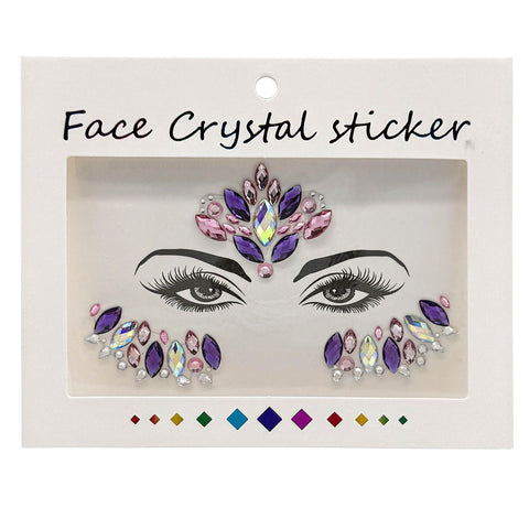 Purple and Iridescent Stick On Face Gems (Each)