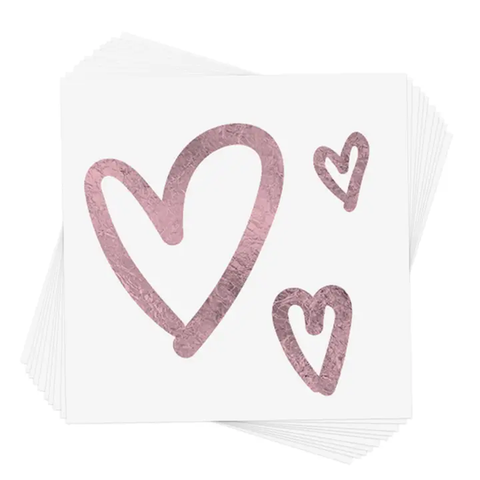 Pink Classic Heart Temporary Tattoos (Pack of 10)