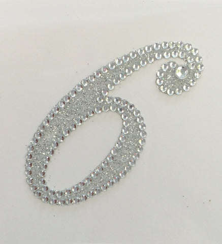 Glitter Script Sticker Number "6" (Each)
