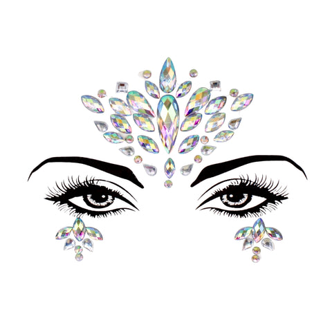 Fan Clear Crystal Stick on Face Jewels (Each) – Mardi Gras Spot