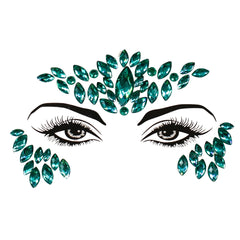 Mermaid Aqua Crystal Stick on Face Jewels (Each)