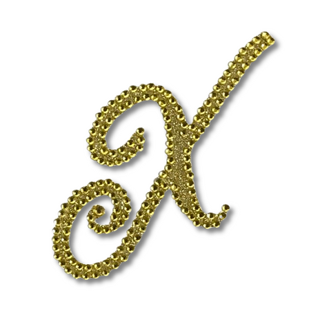 Glitter Script Letter "X" - Gold (Each)