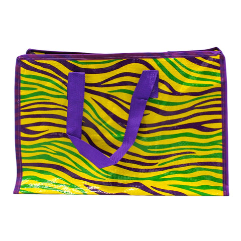 Purple, Green, and Gold Tiger Stripes Bead Bag - 13.5" x 9" (Each)