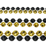 48" Mix 8mm/10mm/12mm Metallic Black & Gold Mardi Gras Beads