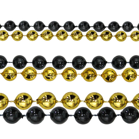 48" Mix Metallic Black & Gold Mardi Gras Beads