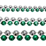 48" Mix 8mm/10mm/12mm Metallic Green and Silver Mardi Gras Beads - Bag (10 Dozen)