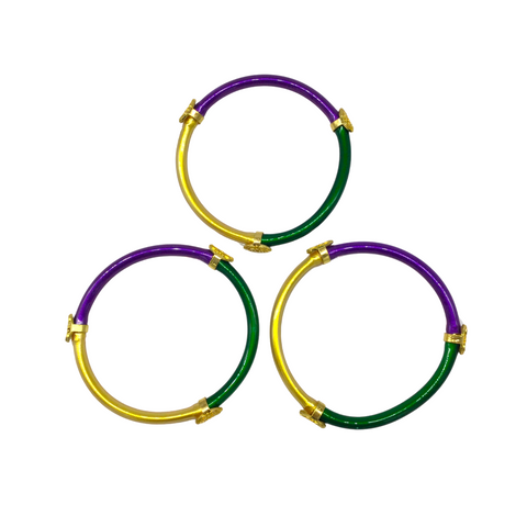 Purple, Green, and Gold Bangle Bracelet (Set of 3)