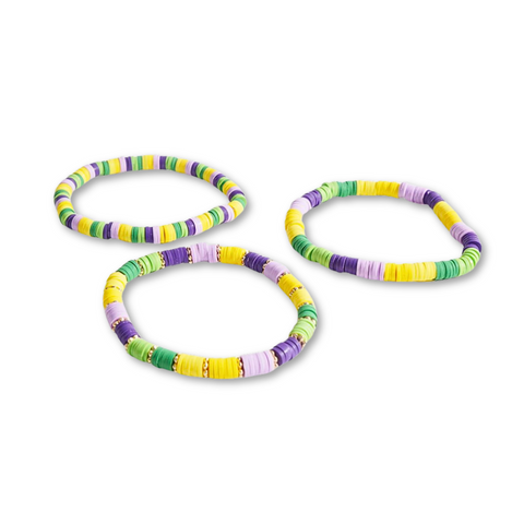 Mardi Gras Clay Bead Bracelet (Set of 3)