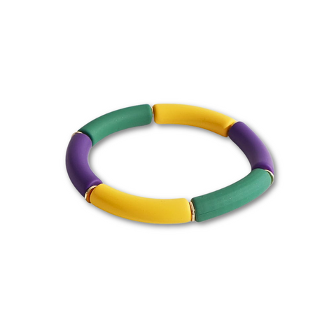 Purple, Green, and Gold Tube Bracelet (Each)