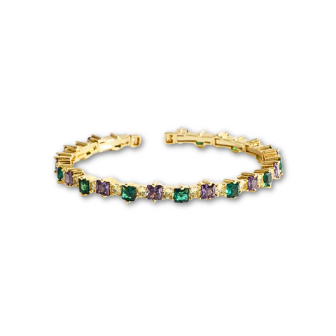 Purple, Green, and Gold Rhinestone Bracelet (Each)