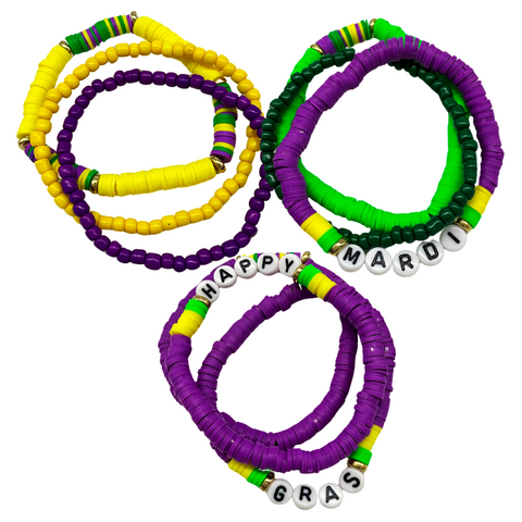 Happy Mardi Gras Friendship Bracelet - 9 Pieces (Each)