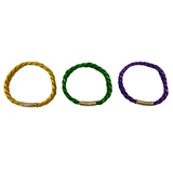 Purple, Green & Gold Braided Bangle Bracelets (Set of 3)