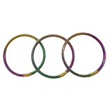 Purple, Green & Gold Jelly Bangle Bracelets (Set of 3)