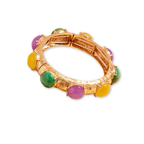 Mardi Gras Stone Stretch Bracelet (Each)