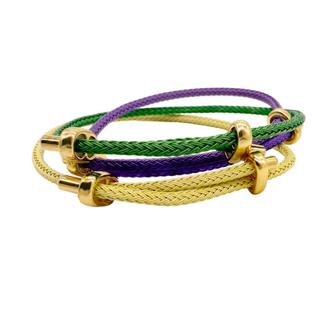 Purple, Green and Yellow Rope Bracelet (Set of 3)
