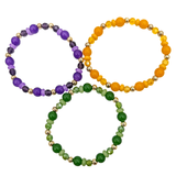Purple, Green, and Yellow Beaded Bracelet (Pack of 3)