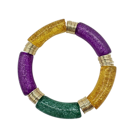 Purple, Green and Yellow Glittery Chunky Bracelet (Each)