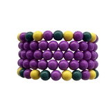 Happy Mardi Gras Beaded Stretch Bracelet (Pack of 5)