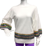 Off White Mardi Gras Sequin Trim Sweater (Each)