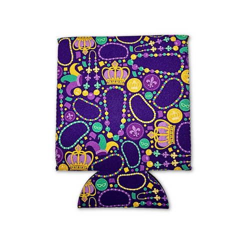 Mardi Gras Beads and Crowns Coozie (Each)