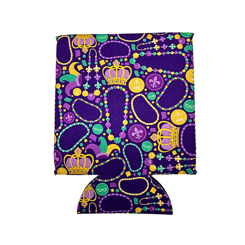 Mardi Gras Beads and Crowns Coozie (Each)