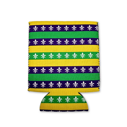 Purple, Green and Yellow Fleur de Lis Coozie (Each)