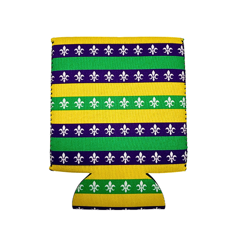 Purple, Green and Yellow Fleur de Lis Coozie (Each)