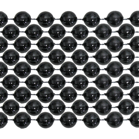 48" 10mm Round Black Mardi Gras Beads
