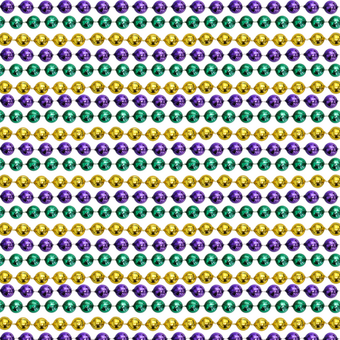 48" 10mm Round Metallic Purple, Gold and Green Mardi Gras Beads