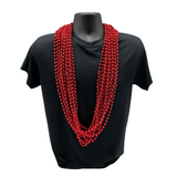 48" 10mm Round Metallic Red Mardi Gras Beads