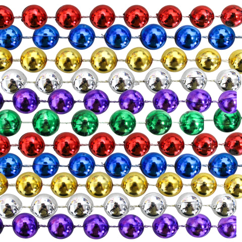 Tri-Color Mardi Gras Beads (4Dz) - Jewelry - 48 Pieces