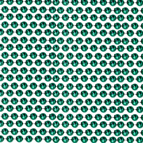 48" 12mm Round Metallic Green Mardi Gras Beads