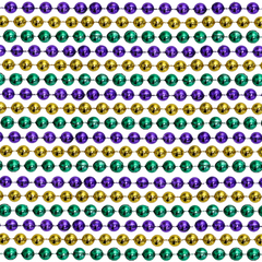 72" 12mm Round Metallic Purple, Gold and Green Mardi Gras Beads