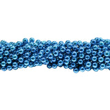 72" 12mm Round Metallic Turquoise Mardi Gras Beads
