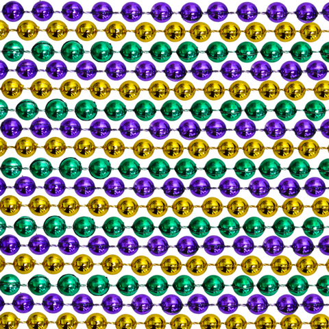 100" 14mm Round Metallic Purple, Gold and Green Mardi Gras Beads