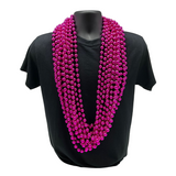 48" 14mm Round Metallic Hot Pink Mardi Gras Beads