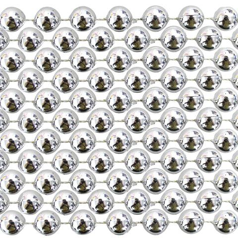 48" 14mm Round Metallic Silver Mardi Gras Beads