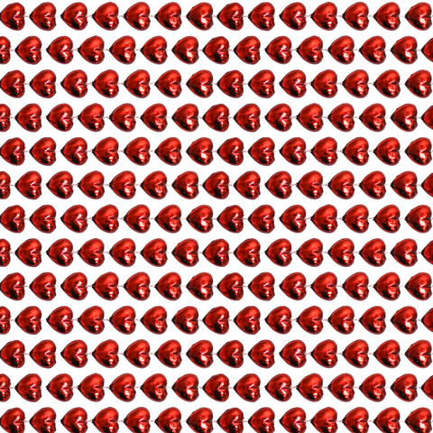 48" 15mm Metallic Red Heart Mardi Gras Beads (Dozen)