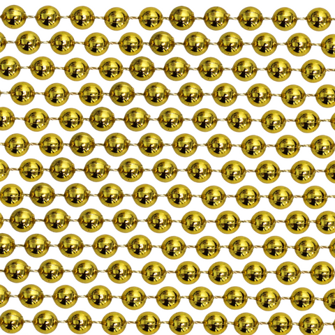 48" 16mm Round Metallic Gold Mardi Gras Beads