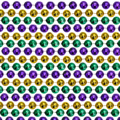 48" 16mm Round Metallic Purple, Gold and Green Mardi Gras Beads