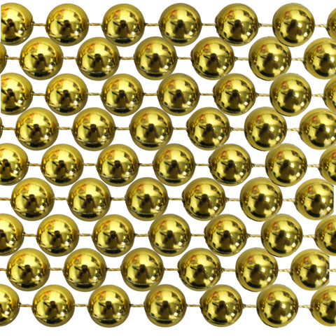 60" 16mm Round Metallic Gold Mardi Gras Beads